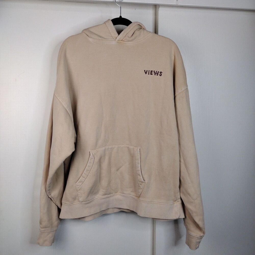 Drake Related Hoodie Views  Embroidered Pullover Fleece Faded Brick Size L